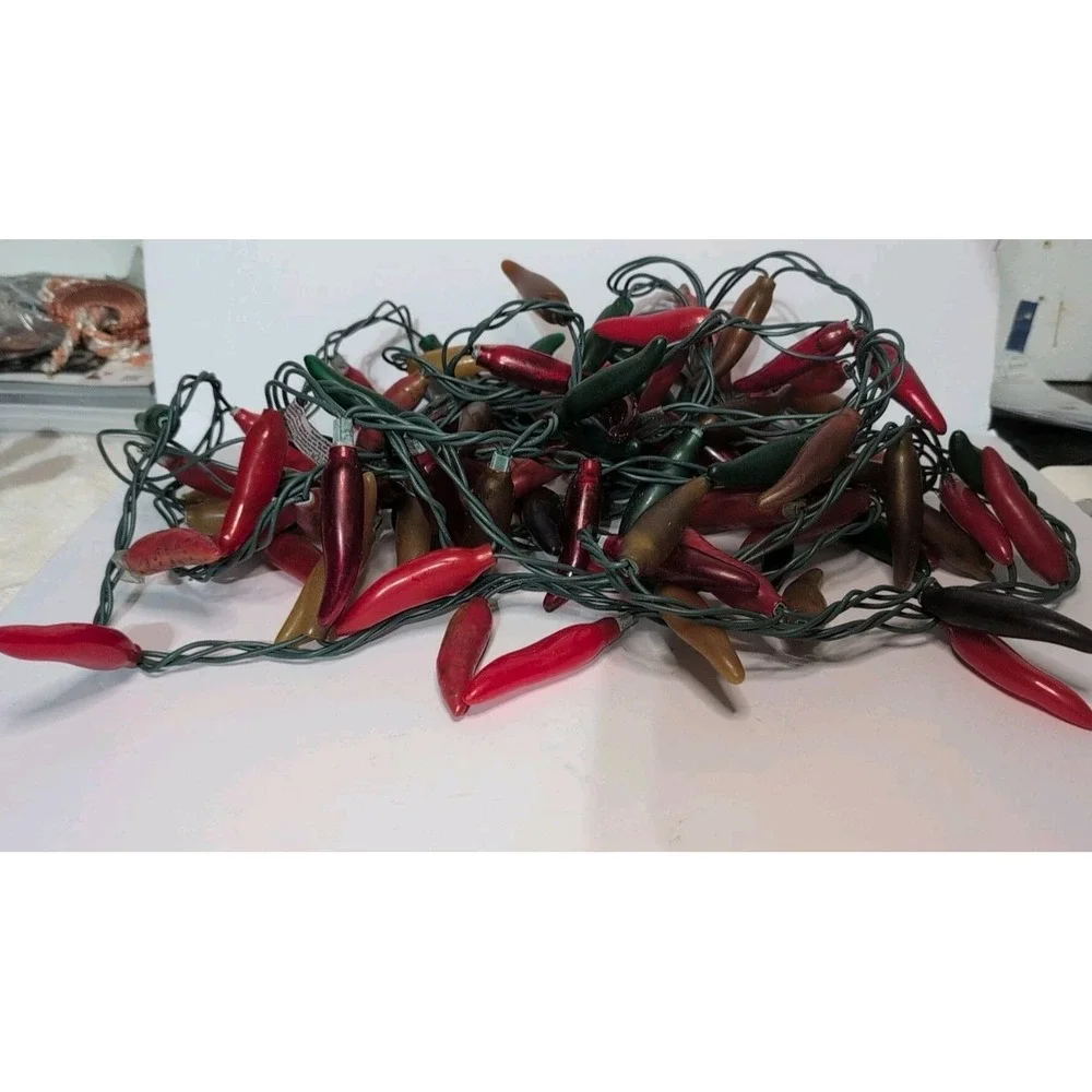 Vintage Chili Pepper Christmas Lights Set Of Two strands rubber chili cover